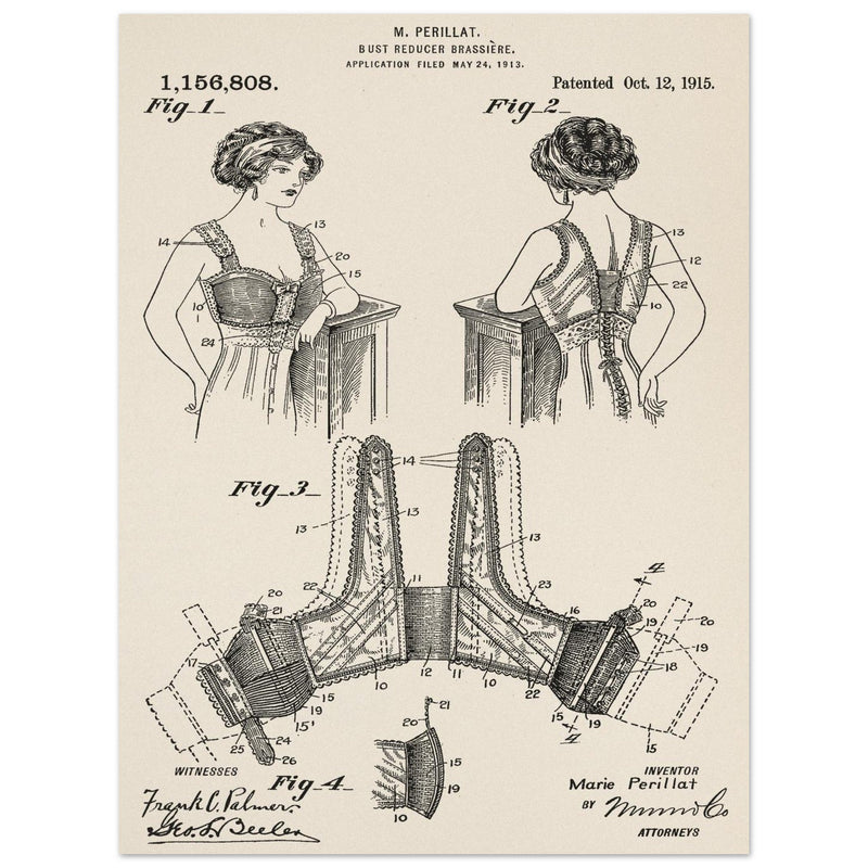 Bust reducer brassiere vintage patent by M Perillat