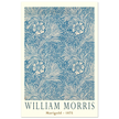 William Morris Marigold art print. Vintage wallpaper reproduction. Blue floral pattern.