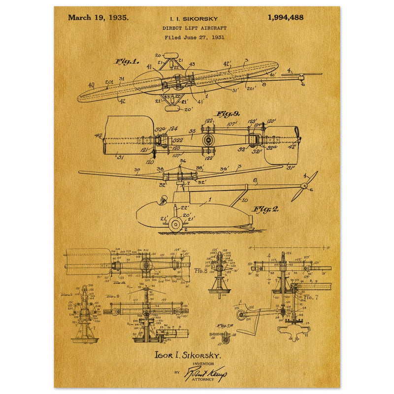 Direct Lift Aircraft patent by Sikorsky. Helicopter ancestor