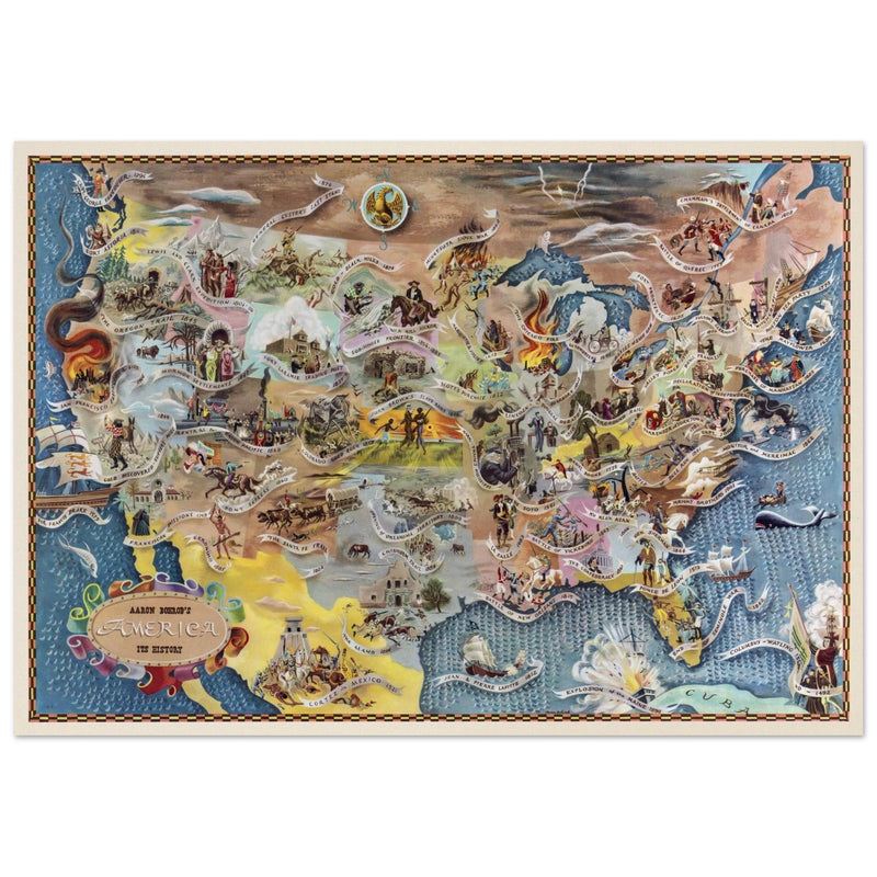 United States historic map of historical events by Aaron Bohrod
