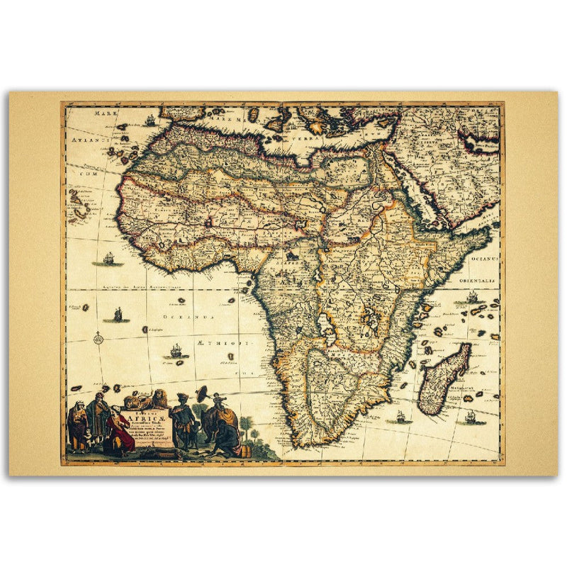 Africa vintage old map print. Reproduction of an ancient map of the african continent of 1680