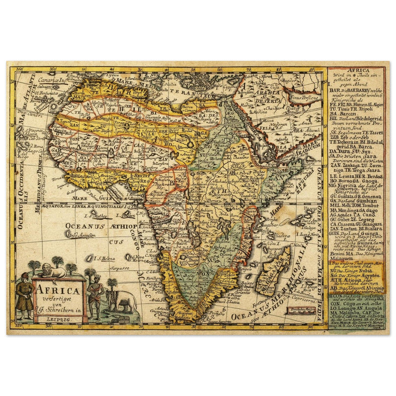 Africa ancient map of the XVIII century by Johann Georg Schreiber.