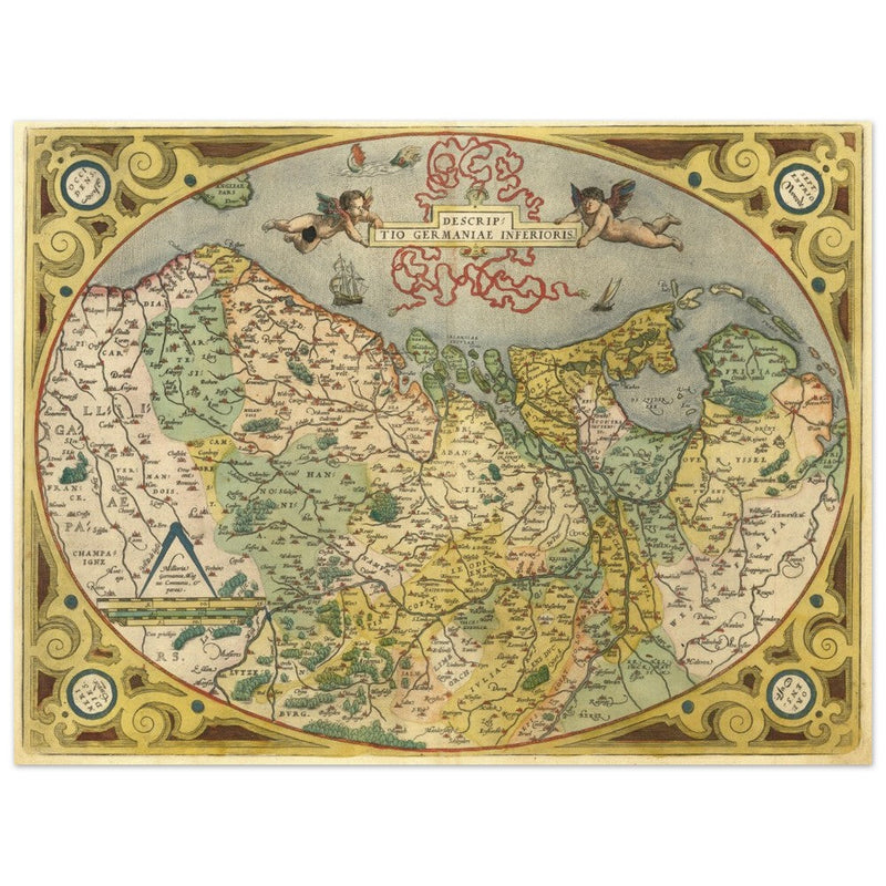 Ancient map of the Low countries ( Belgium, Netherlands and Luxembourg ) by Ortelius.