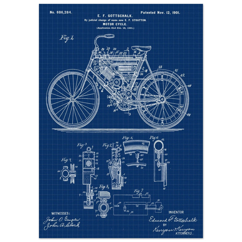Motorcycle old patent 686284 by Gottschalk