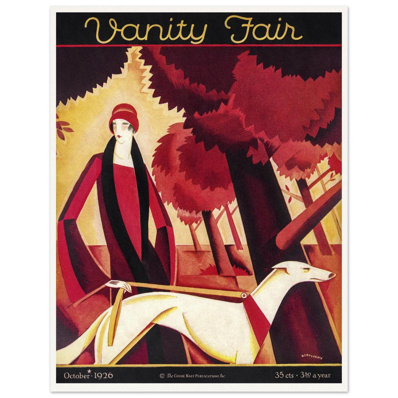 Vanity Fair vintage cover  1926 by Victor Bobritsky Elegant woman with dog -