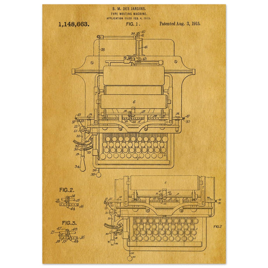 vintage type writing machine patent.
