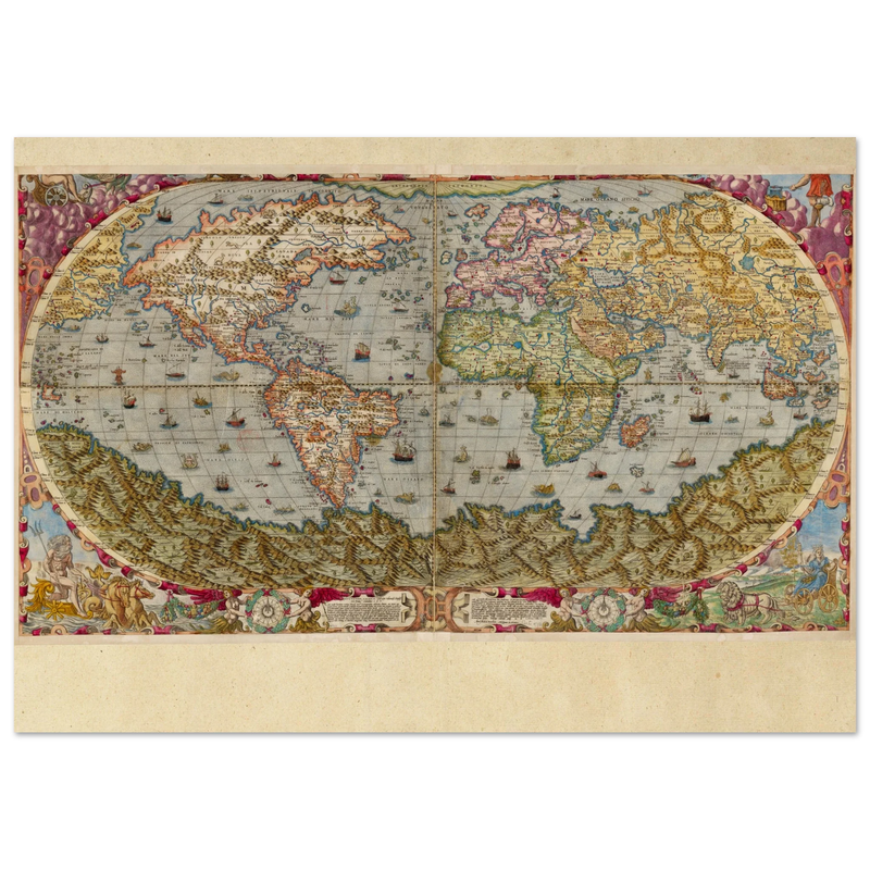 Ancient world map poster reproduction by Andrea Bertelli 1593