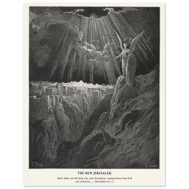 Gustave Dore The Bible engraving print . The New Jerusalem illustration .