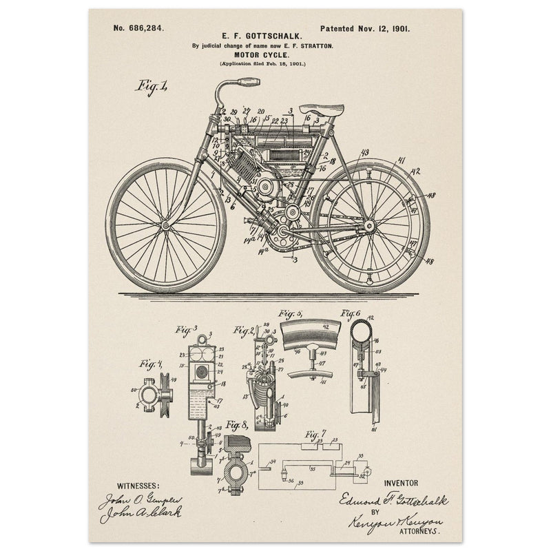Motorcycle old patent 686284 by Gottschalk