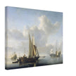 Willem van de Velde Ships before the coast. Marine landscape painting.
