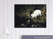Cats amd fishes in pond. Oriental old painting by Shen Zhenlin.