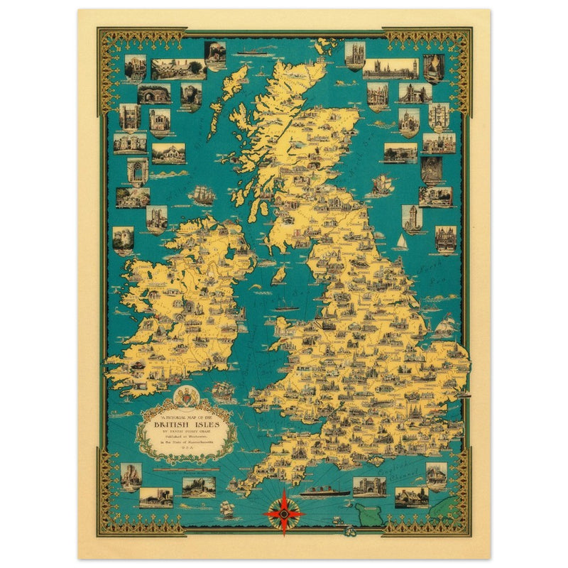 Old map of the British islands by Ernest Dudley Chase