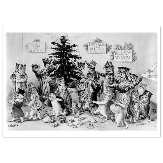 Cats decorating Christmas tree by Louis Wain 1906