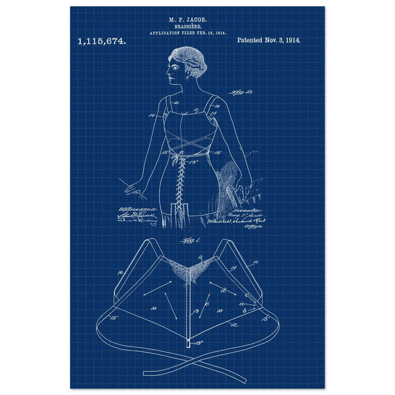 Brassiere patent drawing by M P Jacob.