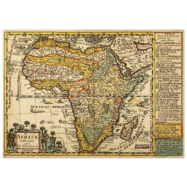 Africa ancient map of the XVIII century by Johann Georg Schreiber.