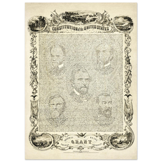 The Constitution of the United States of America vintage poster of 1865.