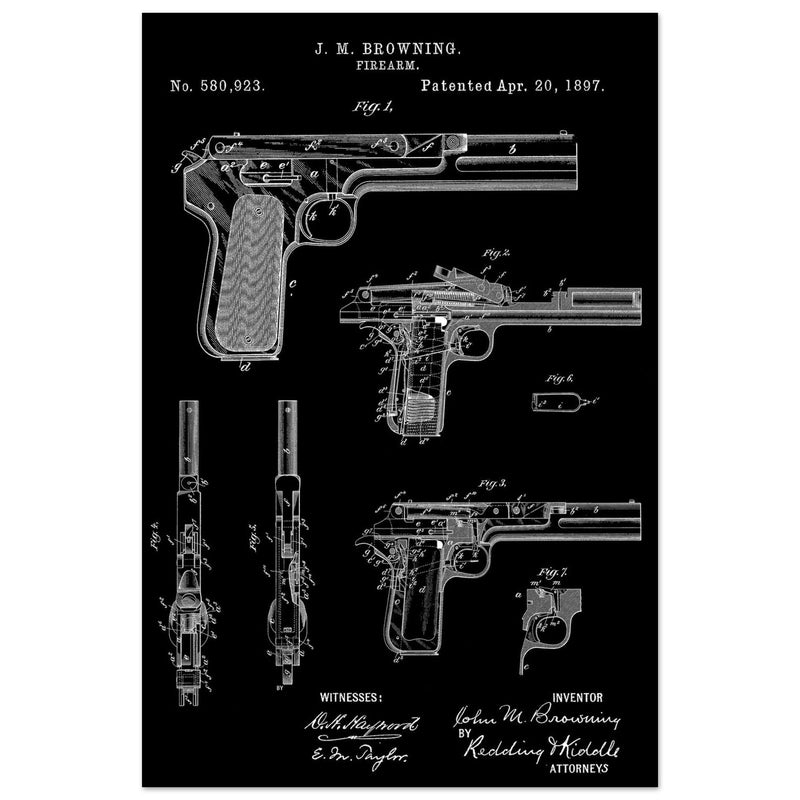 Firearm patent by John Moses Browning 1897 .
