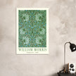 William Morris Pimpernel 1876. Green leaves and flowers wintage wallpaper art print.