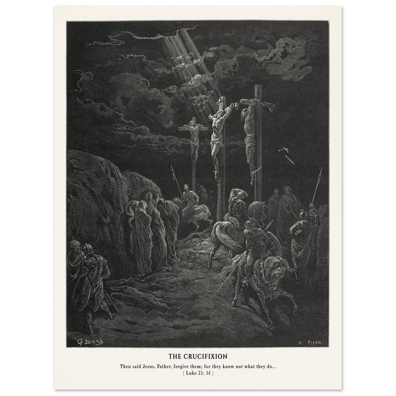 Gustave Dore The Bible engraving print . The Crucifixion illustration .