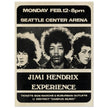 Jimi Hendrix concert poster of his performance at the Seattle Center Arena in 1968.