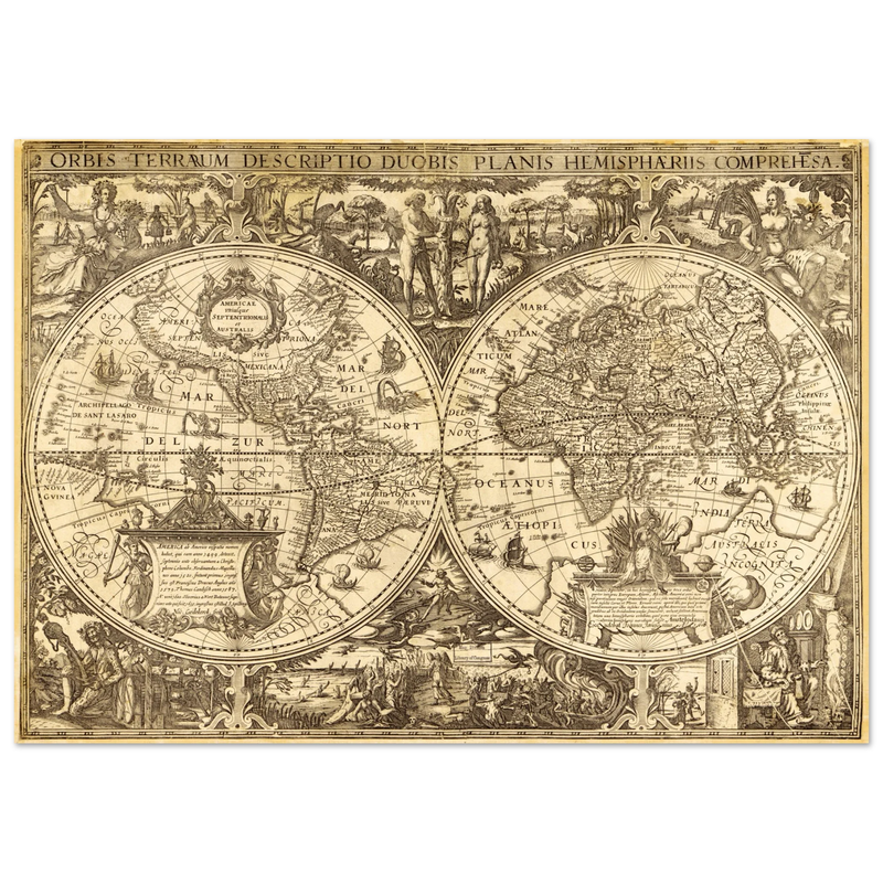 Ancient world map vintage reproduction of the XVII century by Nicolaes Geylekerck