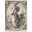 Bacchus in Half-Length by Hendrick Goltzius 1596. Roman God of wine vintage engraving .