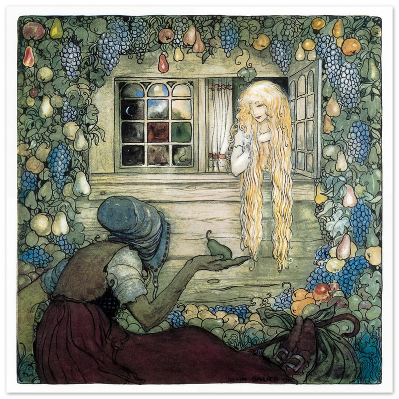 John Bauer vintage illustration print . From the fairy tale The Magician's Cape.
