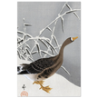 White-fronted goose in the snow by Ohara Koson