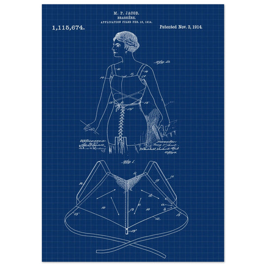 Brassiere patent drawing by M P Jacob.