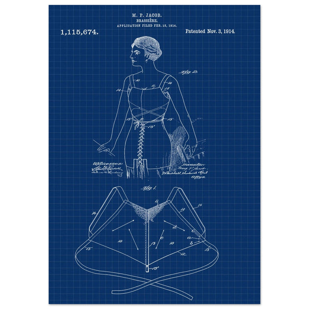Brassiere patent drawing by M P Jacob.