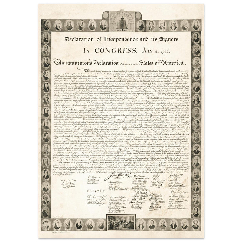 Declaration of Independence of the United States of America and its signers.