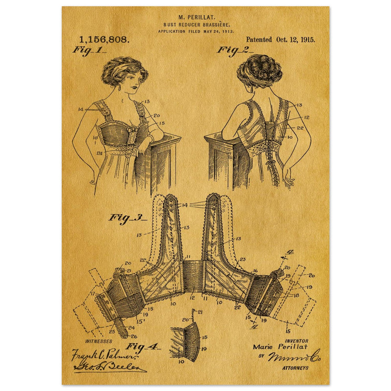 Bust reducer brassiere vintage patent by M Perillat