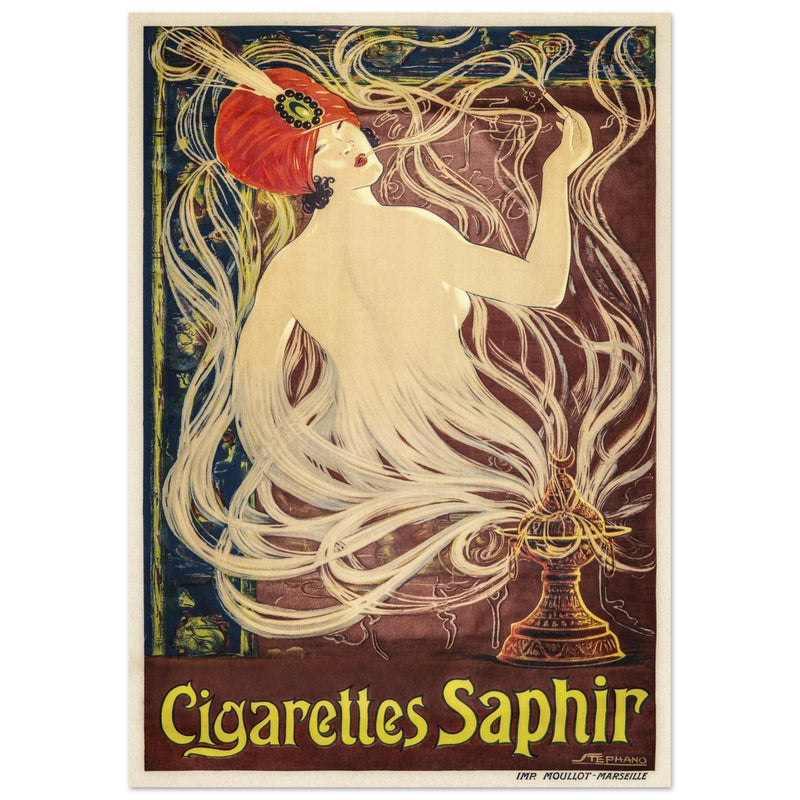 Cigarettes Saphir by Stephano vintage art nouveau advertising.