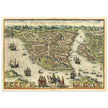 Istanbul ancient map. Byzantium Nunc Constantinopolis by Georg Braun