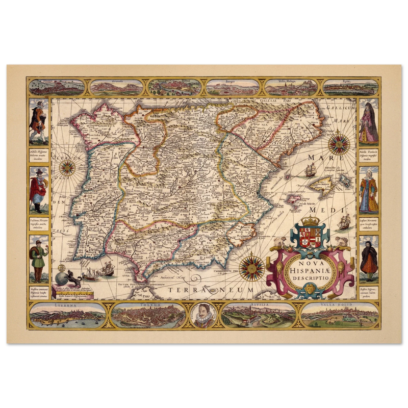 Nova Hispaniae ancient map reproduction of 1610 by Jodocus Hondius based on Gerhard Mercator