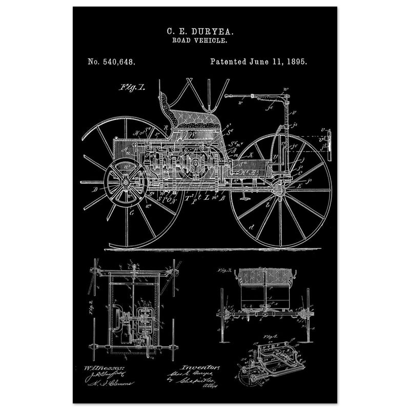 Road vehicle patent 540648 1895 by Charles Edgar Duryea. Automobile car history