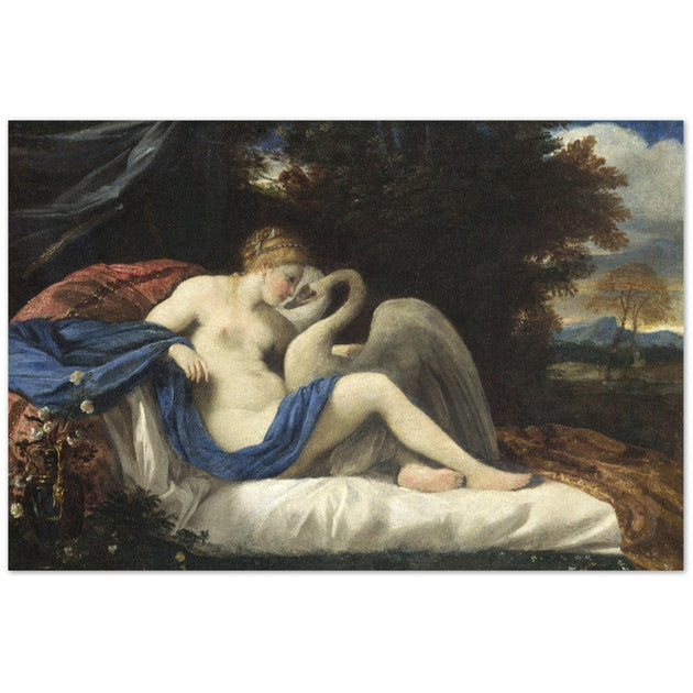 Leda and the Swan by Pier Francesco Mola.  of antique painting. Greek mythology