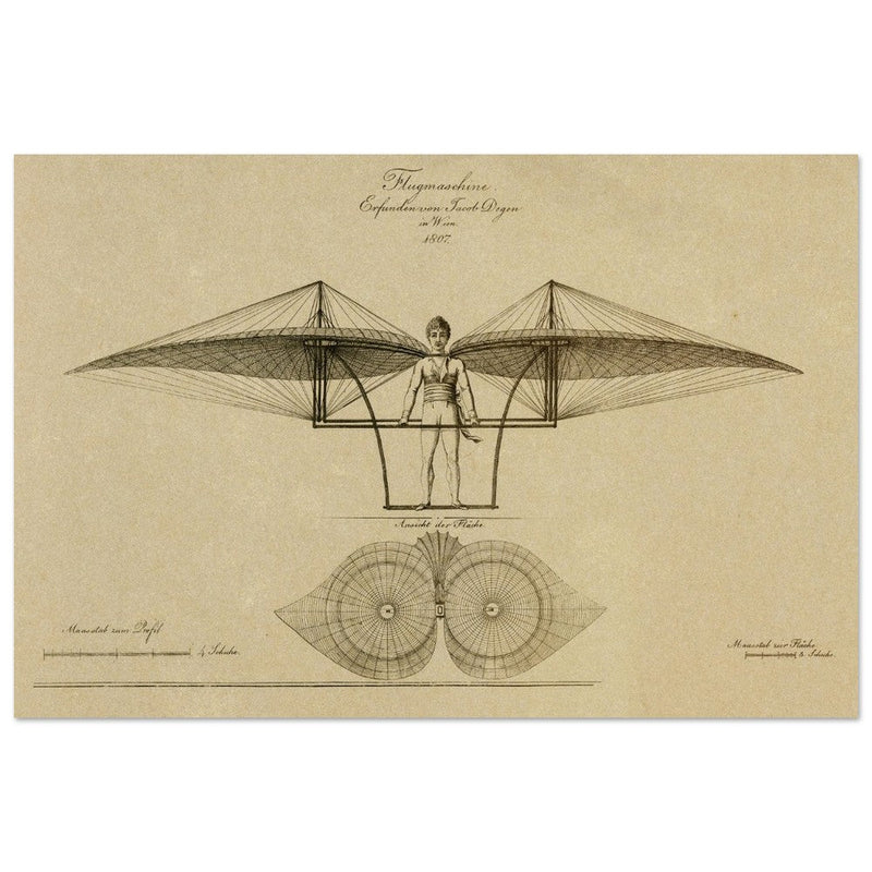 Flight machine invented by Jacob Degen in  1807 also called Degen ornithopter.