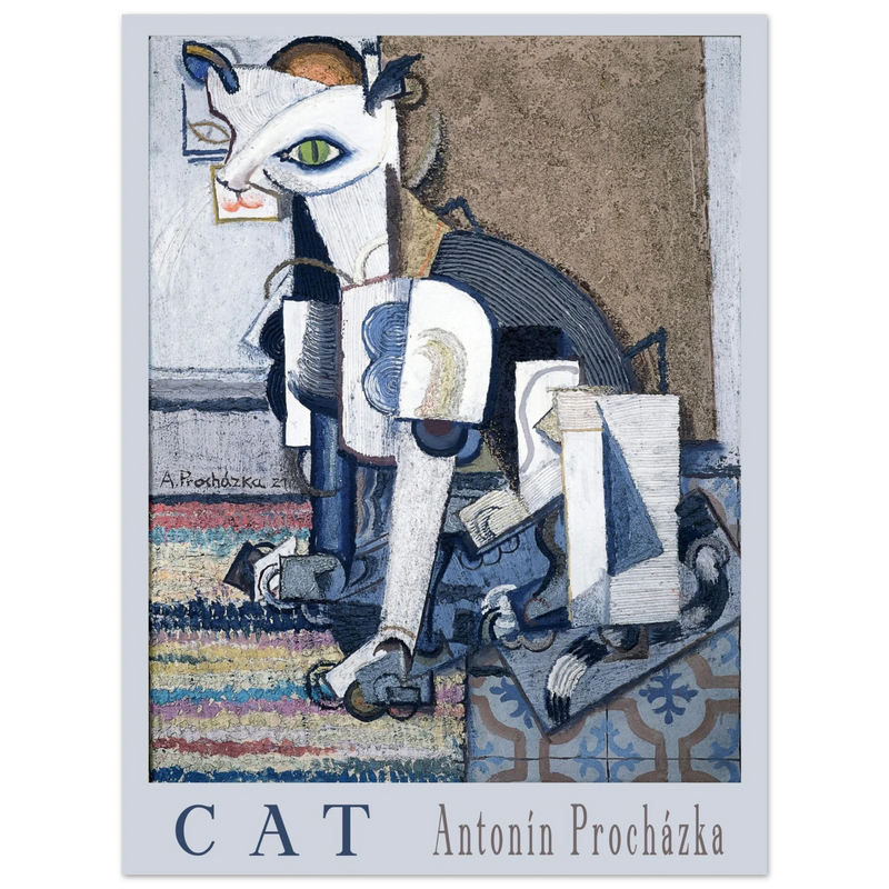 Cat painting cubism style poster reproduction Creator: Antonín Procházka 1921