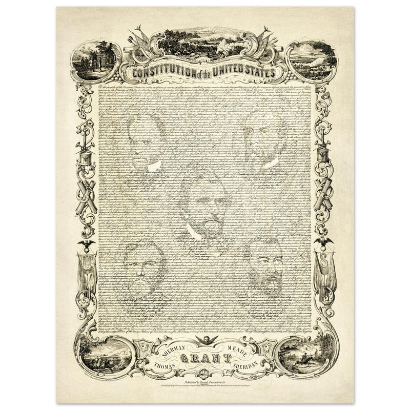 The Constitution of the United States of America vintage poster of 1865.