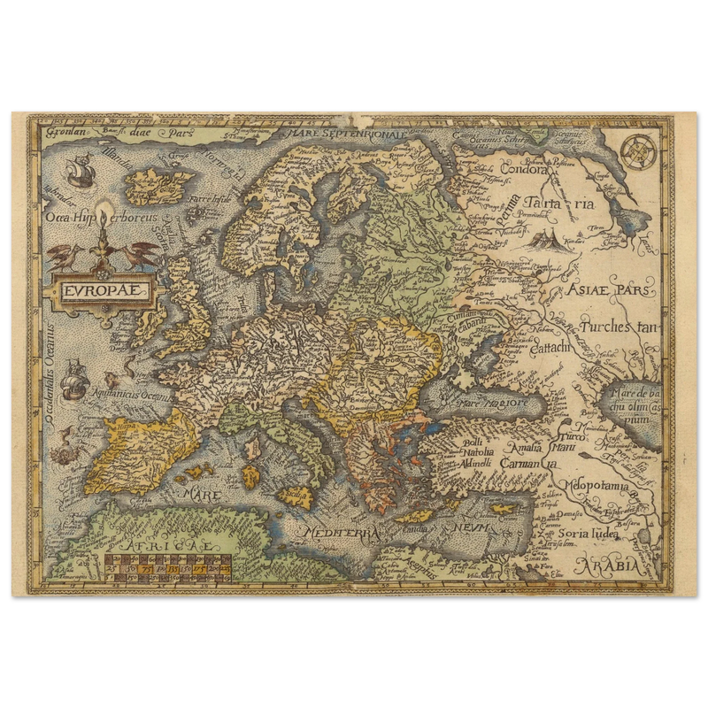 Old map poster of Europe Itinerarium orbis christiani by Michael Freiherr von Aitzing