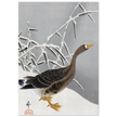 White-fronted goose in the snow by Ohara Koson