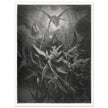 Gustave Dore  Paradise Lost engraving . Dawnfall of Satan with his fallen angels driven out from Heaven .