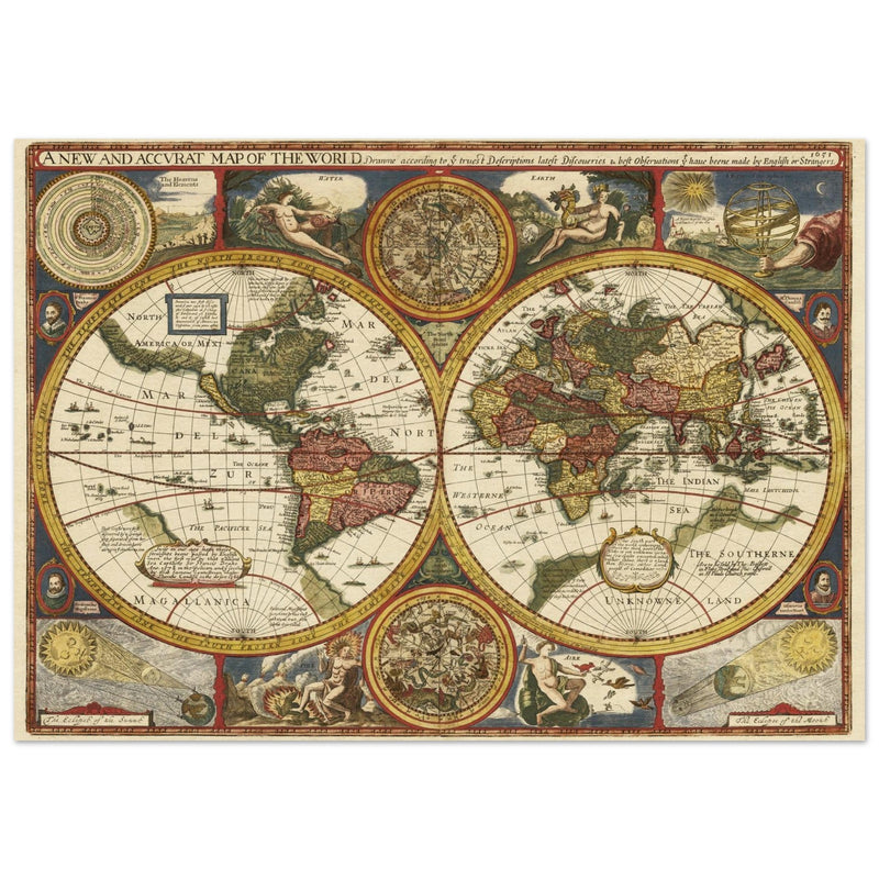 John Speed Ancient double hemisphere world map.