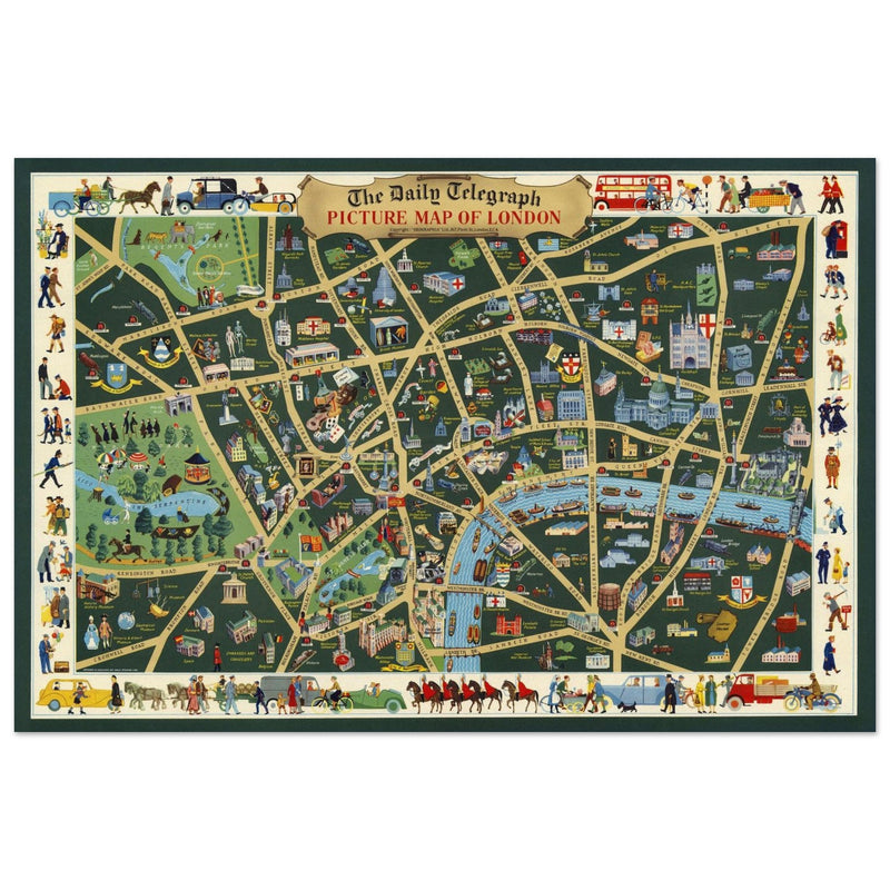 The Daily Telegraph Picture Map of London vintage poster .