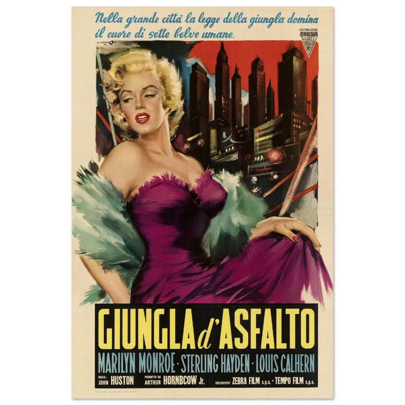 Giungla d' Asfalto ( The Asphalt Jungle ) historic italian movie poster reproduction.