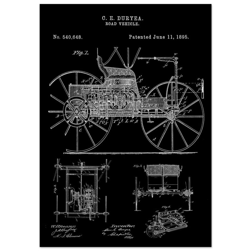 Road vehicle patent 540648 1895 by Charles Edgar Duryea. Automobile car history