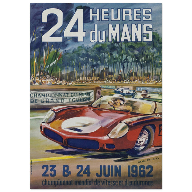 Le Mans race 1962 by Michel Beligond vintage poster .