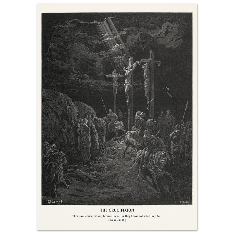 Gustave Dore The Bible engraving print . The Crucifixion illustration .