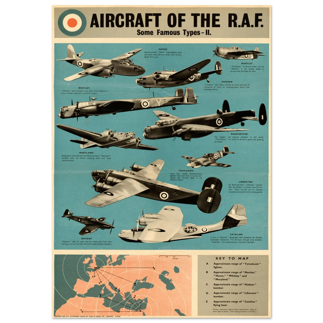 Aircraft of the R.A.F II Warplanes of the British Air Force II World War print
